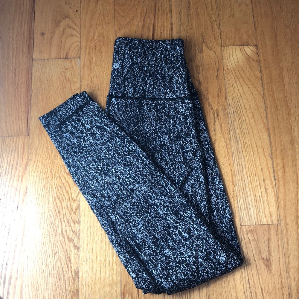 spotted black and white lululemon leggings